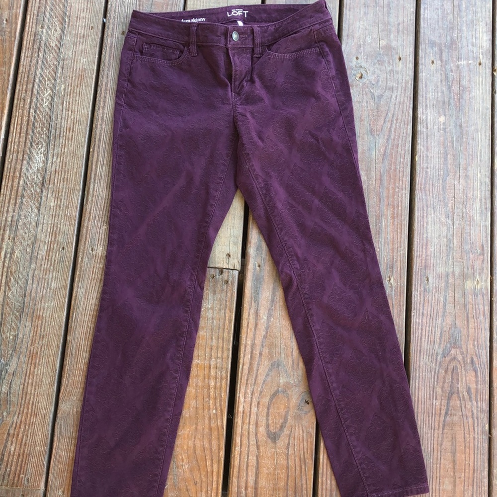 Loft Modern Skinny Jacquard Pattern Pants-27/4